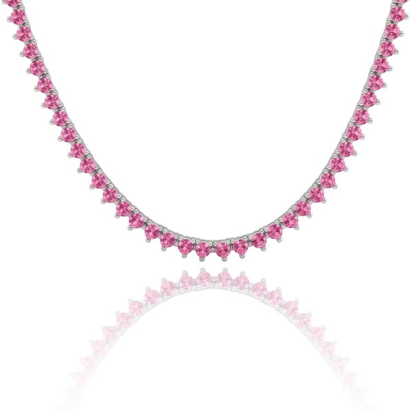 Tennis Necklace with Tourmaline Stones (October Birthstones) in 14K Gold (1.75 mm - 4.0 mm)