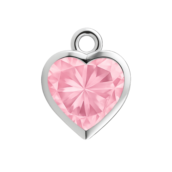 Diamond or Gemstone Heart Bezel Drop Charm in 14K White Gold