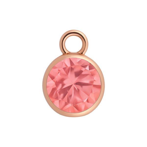 Diamond or Gemstone Bezel Drop Charm in 14K Pink Gold