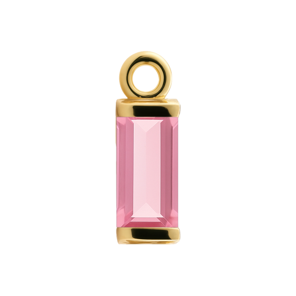 Diamond or Gemstone Baguette Bezel Drop Charm in 14K Yellow Gold