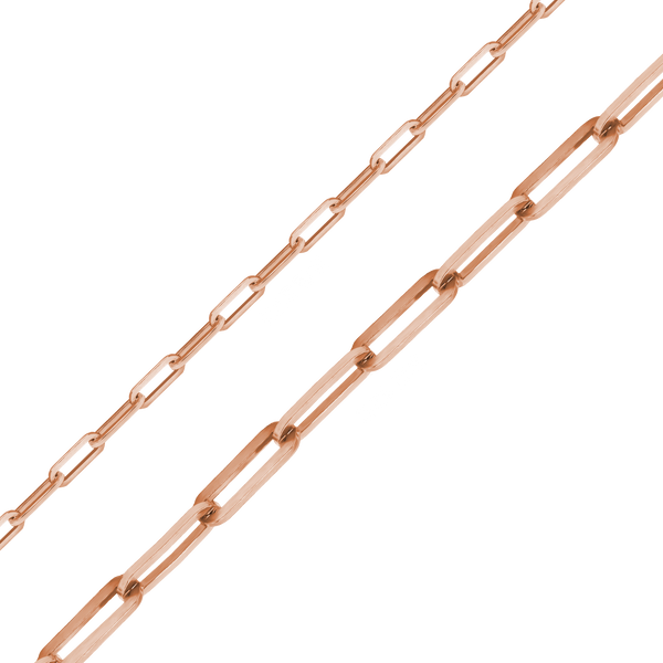 Bulk / Spooled Paperclip Cable Chain in 14K Pink Gold (2.50 mm - 3.50 mm)