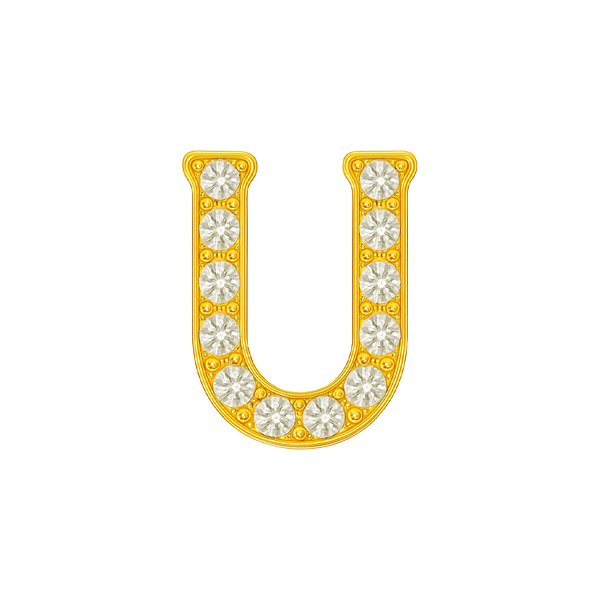 Large Initial Charm with Natural Diamonds Finding in 14K Gold (8 mm)