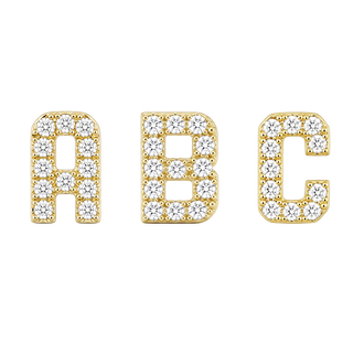 Small Initial Charm with Natural Diamonds Finding in 14K Gold (.005 ct)