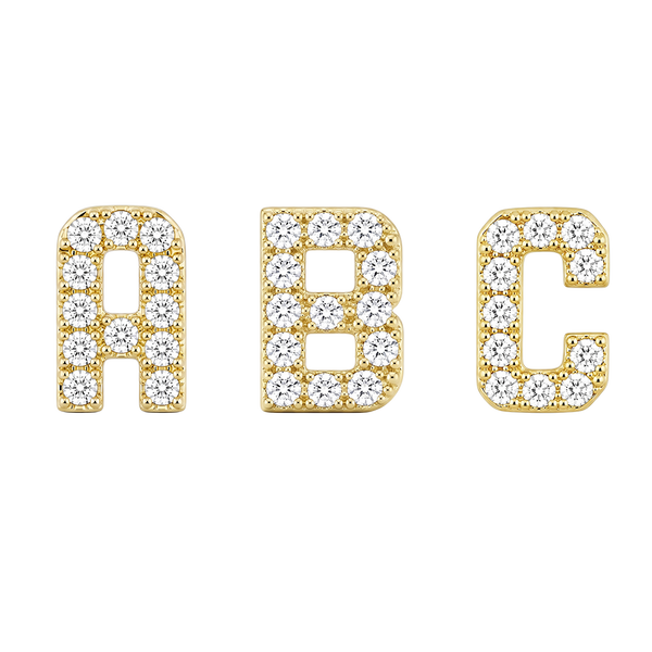 Small Initial Charm with Natural Diamonds Finding in 14K Gold (.005 ct)