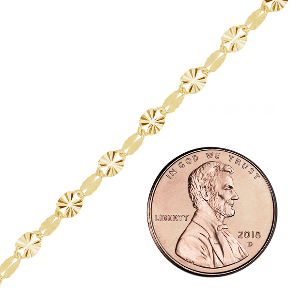 Bulk / Spooled Valentino Chain in 14K Gold-Filled (3.30 mm)