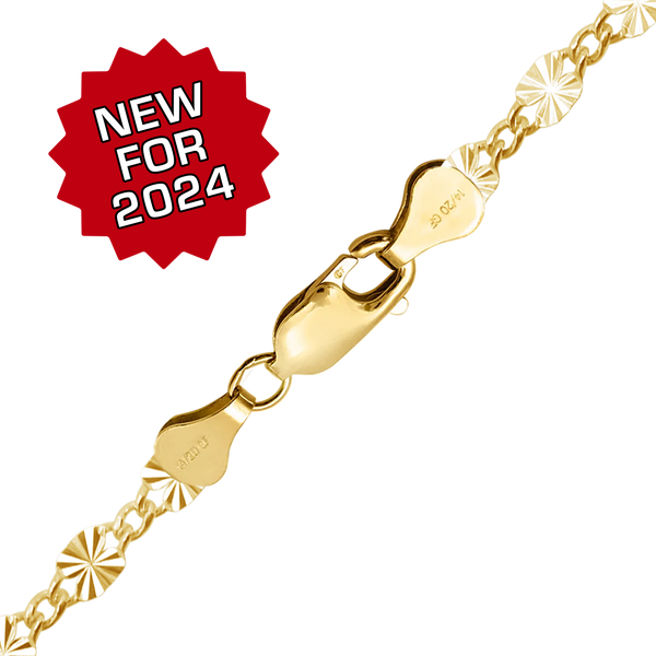 Finished Valentino (Alternating Curb) Necklace in 14K Gold-Filled (2.80 mm)