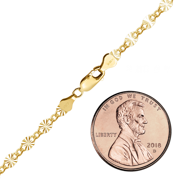 Finished Valentino (Alternating Curb) Anklet in 14K Gold-Filled (2.80 mm)