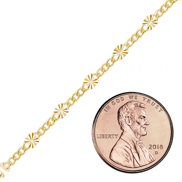 Bulk / Spooled Valentino (Alternating 3X Curb) Chain in 14K Gold-Filled (2.80 mm)