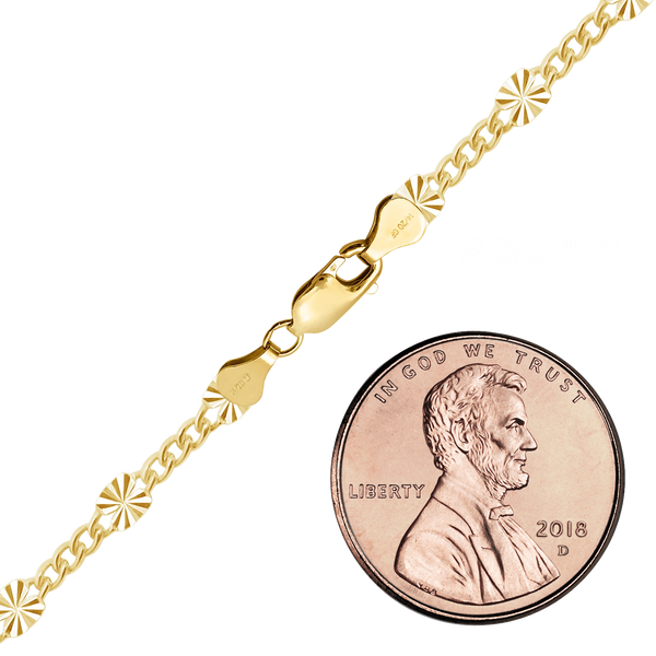 Finished Valentino (Alternating 3X Curb) Necklace in 14K Gold-Filled (2.80 mm)