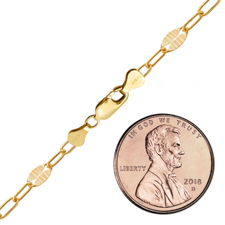 Finished Etched Alternating Valentino Paperclip Anklet in 14K Gold-Filled (3.10 mm)