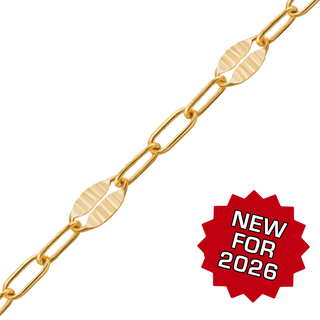 Bulk / Spooled Etched Alternating Valentino Paperclip Chain in 14K Gold-Filled (3.10 mm)