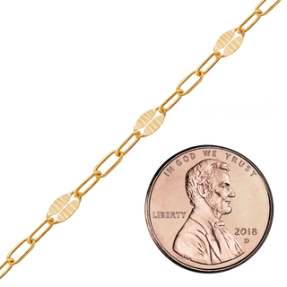 Bulk / Spooled Etched Alternating Valentino Paperclip Chain in 14K Gold-Filled (3.10 mm)