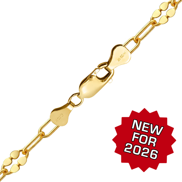 Finished Clover Alternating Valentino Paperclip Anklet in 14K Gold-Filled (3.00 mm)