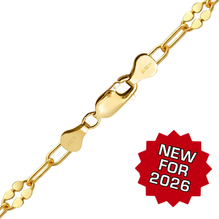 Finished Clover Alternating Valentino Paperclip Necklace in 14K Gold-Filled (3.00 mm)