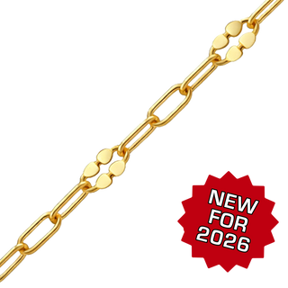 Bulk / Spooled Clover Alternating Valentino Paperclip Chain in 14K Gold-Filled (3.00 mm)