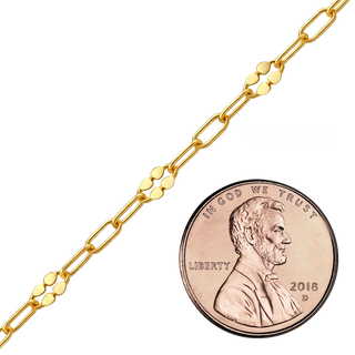 Bulk / Spooled Clover Alternating Valentino Paperclip Chain in 14K Gold-Filled (3.00 mm)