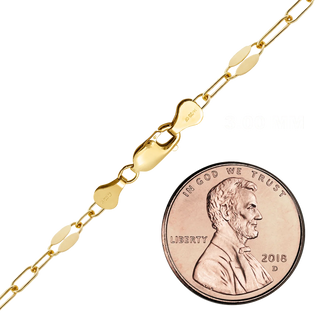 Finished Mirror Alternating Valentino Paperclip Necklace in 14K Gold-Filled (3.00 mm)