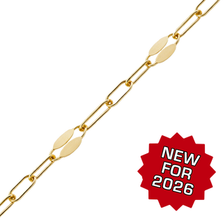 Bulk / Spooled Mirror Alternating Valentino Paperclip Chain in 14K Gold-Filled (3.00 mm)