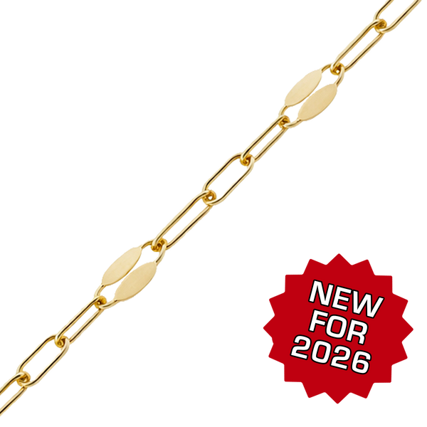 Bulk / Spooled Mirror Alternating Valentino Paperclip Chain in 14K Gold-Filled (3.00 mm)
