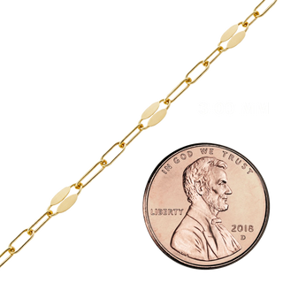 Bulk / Spooled Mirror Alternating Valentino Paperclip Chain in 14K Gold-Filled (3.00 mm)