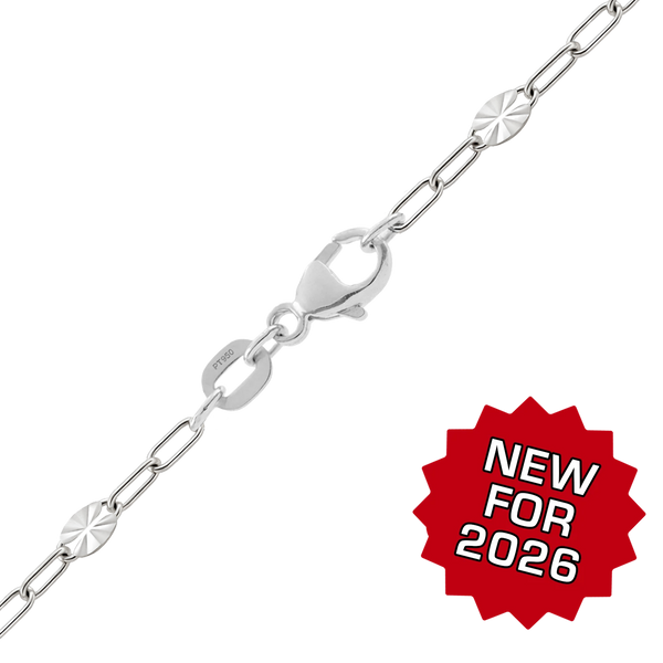 Finished Alternating Paperclip Cable Bracelet in Platinum (2.40 mm)