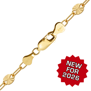 Finished Sparkle Alternating Valentino Paperclip Bracelet in 14K Gold-Filled (3.30 mm)