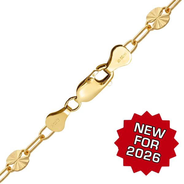 Finished Sparkle Alternating Valentino Paperclip Bracelet in 14K Gold-Filled (3.30 mm)