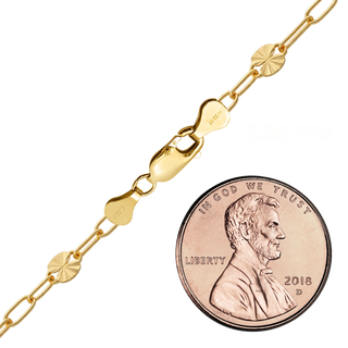 Finished Sparkle Alternating Valentino Paperclip Anklet in 14K Gold-Filled (3.30 mm)