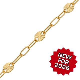 Bulk / Spooled Sparkle Alternating Valentino Paperclip Chain in 14K Gold-Filled (3.30 mm)