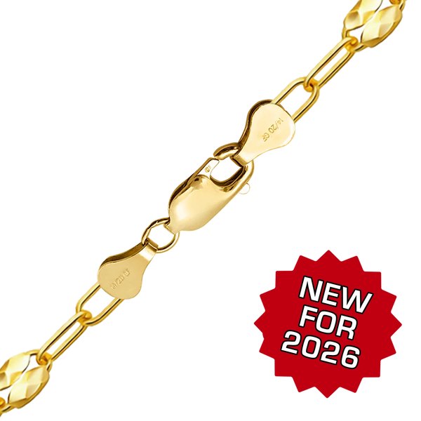Finished Textured Alternating Valentino Paperclip Bracelet in 14K Gold-Filled (3.30 mm)