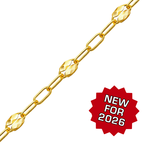 Bulk / Spooled Textured Alternating Valentino Paperclip Chain in 14K Gold-Filled (3.30 mm)