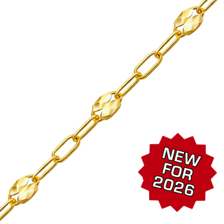 Bulk / Spooled Textured Alternating Valentino Paperclip Chain in 14K Gold-Filled (3.30 mm)