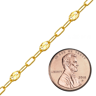 Bulk / Spooled Textured Alternating Valentino Paperclip Chain in 14K Gold-Filled (3.30 mm)