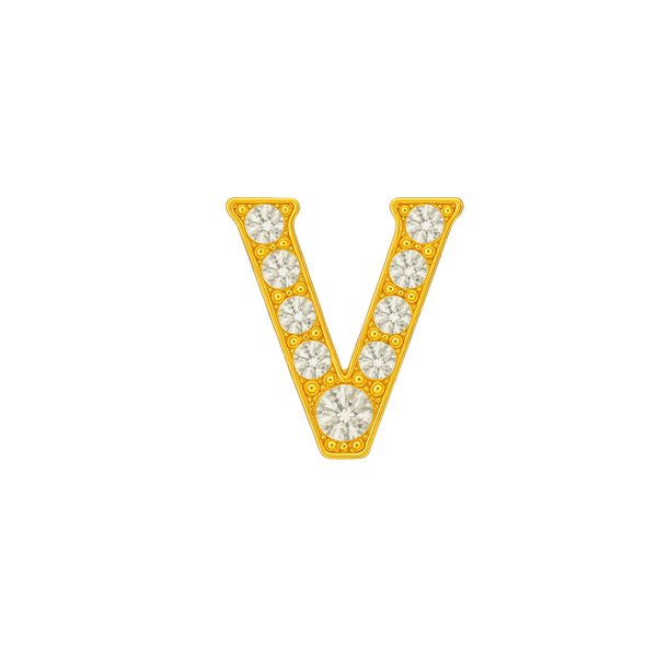 Large Initial Charm with Lab Grown Diamonds Finding in 14K Gold (8 mm)