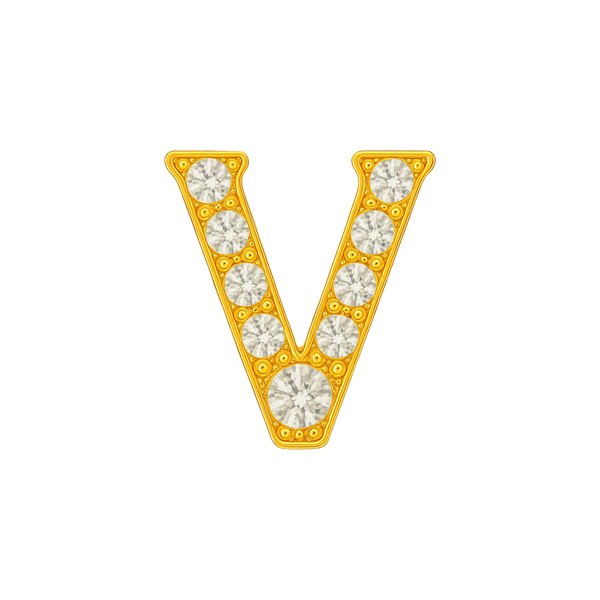 Large Initial Charm with Natural Diamonds Finding in 14K Gold (8 mm)