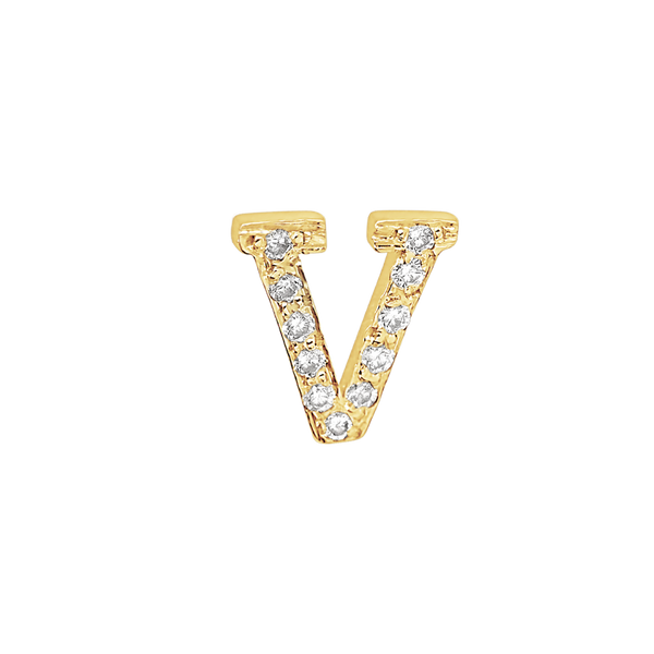 Small Initial Charm with Lab Grown Diamonds Finding in 14K Gold (.005 ct)