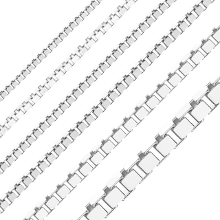 Bulk / Spooled Venetian Box Chain in 14K White Gold (0.80 mm - 2.50 mm)