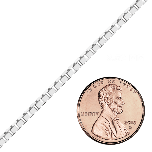 Bulk / Spooled Venetian Box Chain in 14K White Gold (0.80 mm - 2.50 mm)