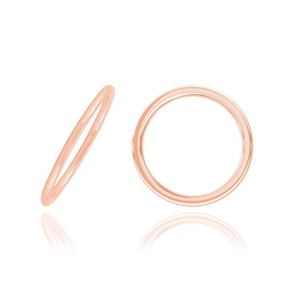 Pink Gold Filled Round Wedding Bands (1.0 mm - 2.0 mm)