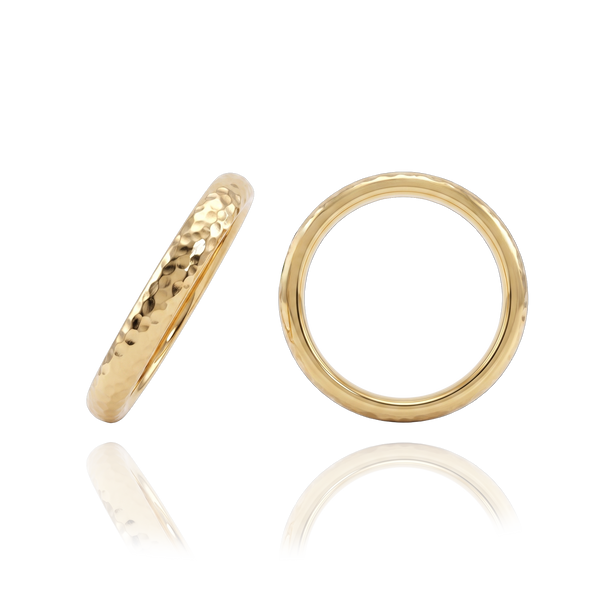 14K Yellow Gold Hammered Domed Wedding Bands (2.0 mm - 6.0 mm)