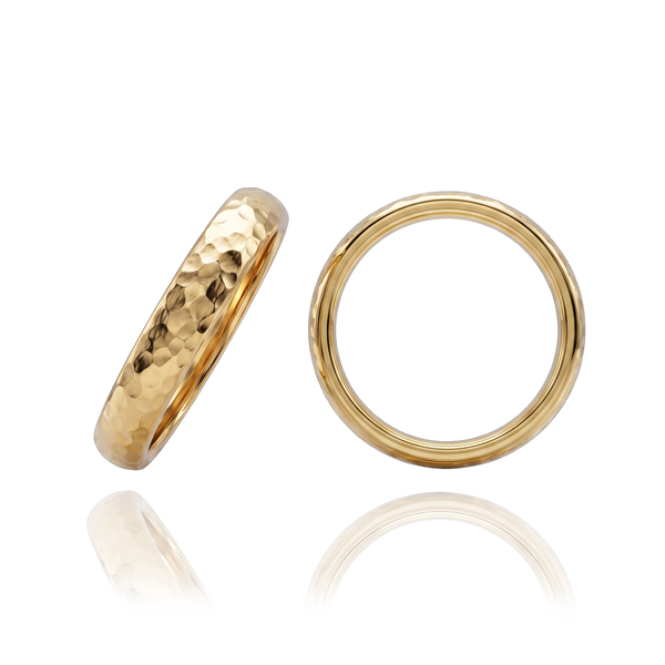 14K Yellow Gold Hammered Domed Wedding Bands (2.0 mm - 6.0 mm)