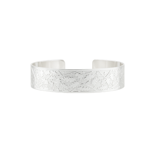 Sterling Silver Leaf Pattern Cuff Bracelet WPFL16C
