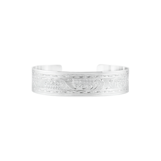 Sterling Silver  Leaf Pattern Cuff Bracelet WPFL22C