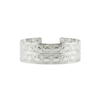 Sterling Silver Striped Pattern Cuff Bracelet WPFL2C