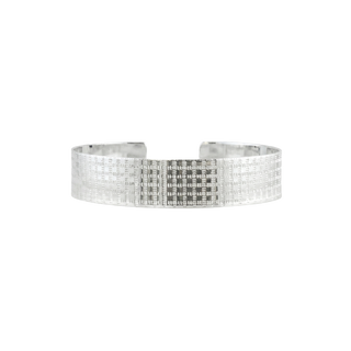 Sterling Silver Plaid Pattern Cuff Bracelet WPFL30C