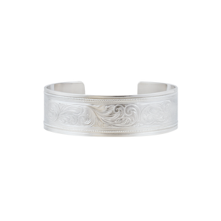 Sterling Silver Floral Pattern Cuff Bracelet WPFL5C