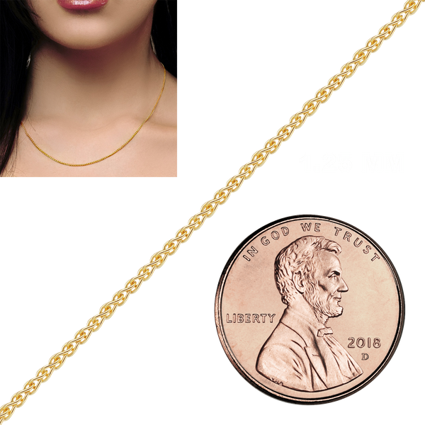 Bulk / Spooled Wheat Chain in 14K Yellow Gold (1.25 mm - 3.50 mm)