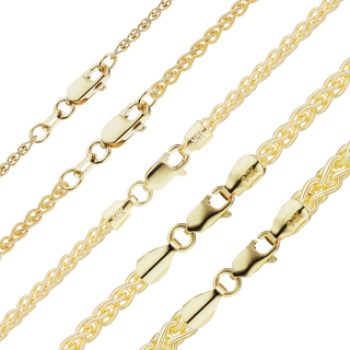 Finished Wheat Anklet in 14K Yellow Gold (1.25 mm - 3.50 mm)