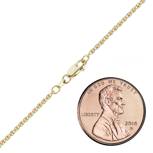 Finished Wheat Necklace in 14K Yellow Gold (1.25 mm - 3.50 mm)