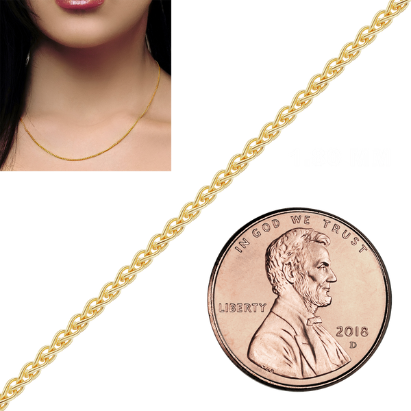 Bulk / Spooled Wheat Chain in 14K Yellow Gold (1.25 mm - 3.50 mm)